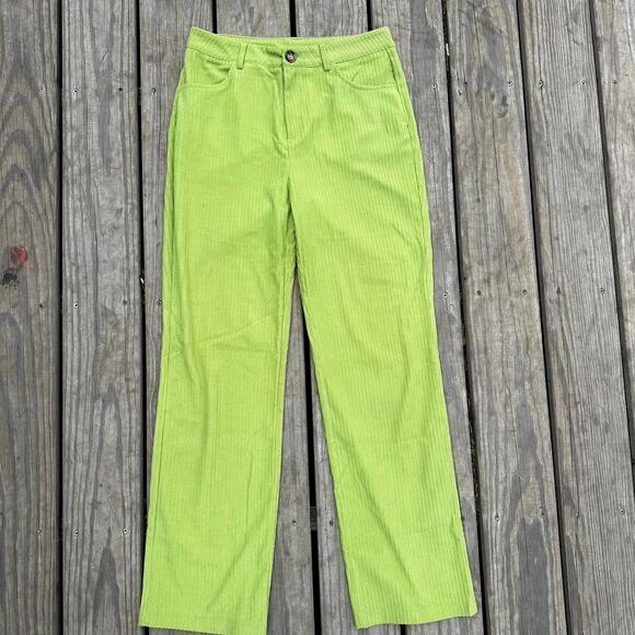 Green Ribbed Corduroy Pants - Picture 1 of 4